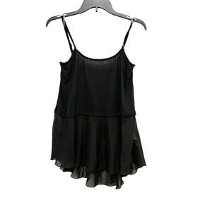 BONGO Sheer Waisted Black Spaghetti Strap Dress Top